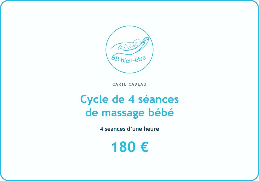 Carte cadeau Cycle de 4 séances de massage bébé, 180 euros